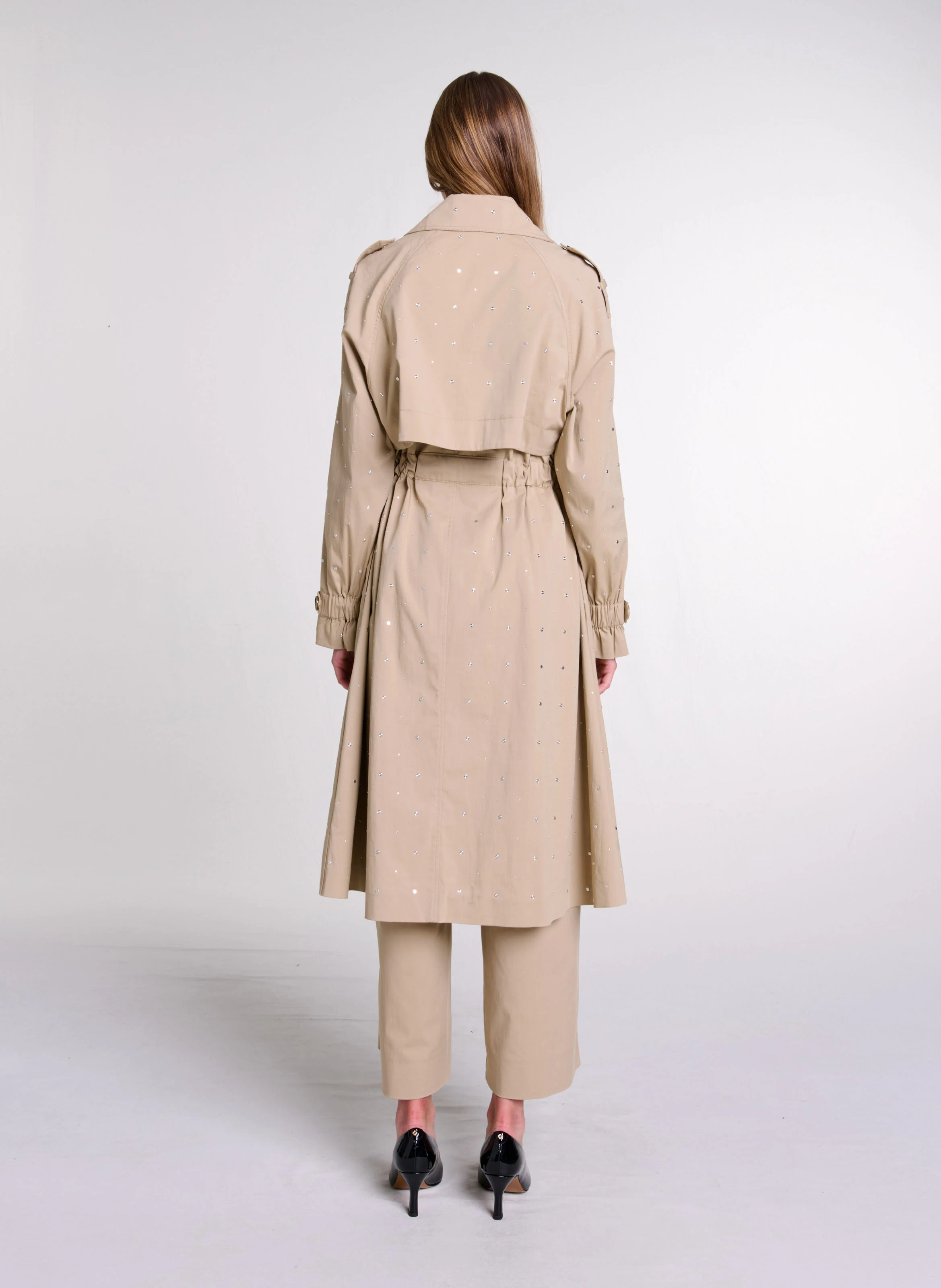 Trench col classique en coton mélangé | Beige