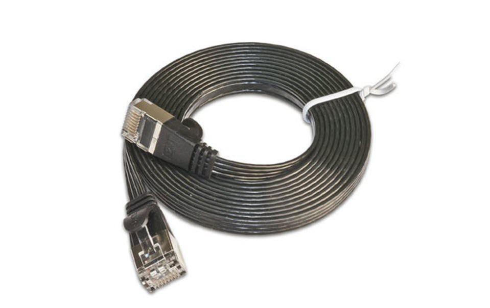 Slimpatchkabel RJ-45 - RJ-45, Cat 6, STP, 0.15 m, SchwarzGeschirmtes Twisted-Pair-Kabel (STP) mit Klinkenschutz