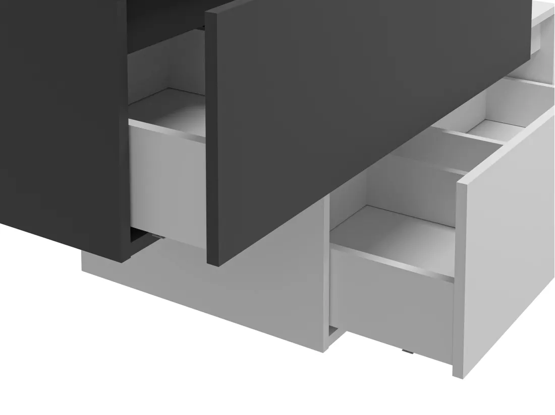 Meuble de salle de bain suspendu gris anthracite et blanc avec simple vasque carrée et deux tiroirs - 94 cm - TEANA II