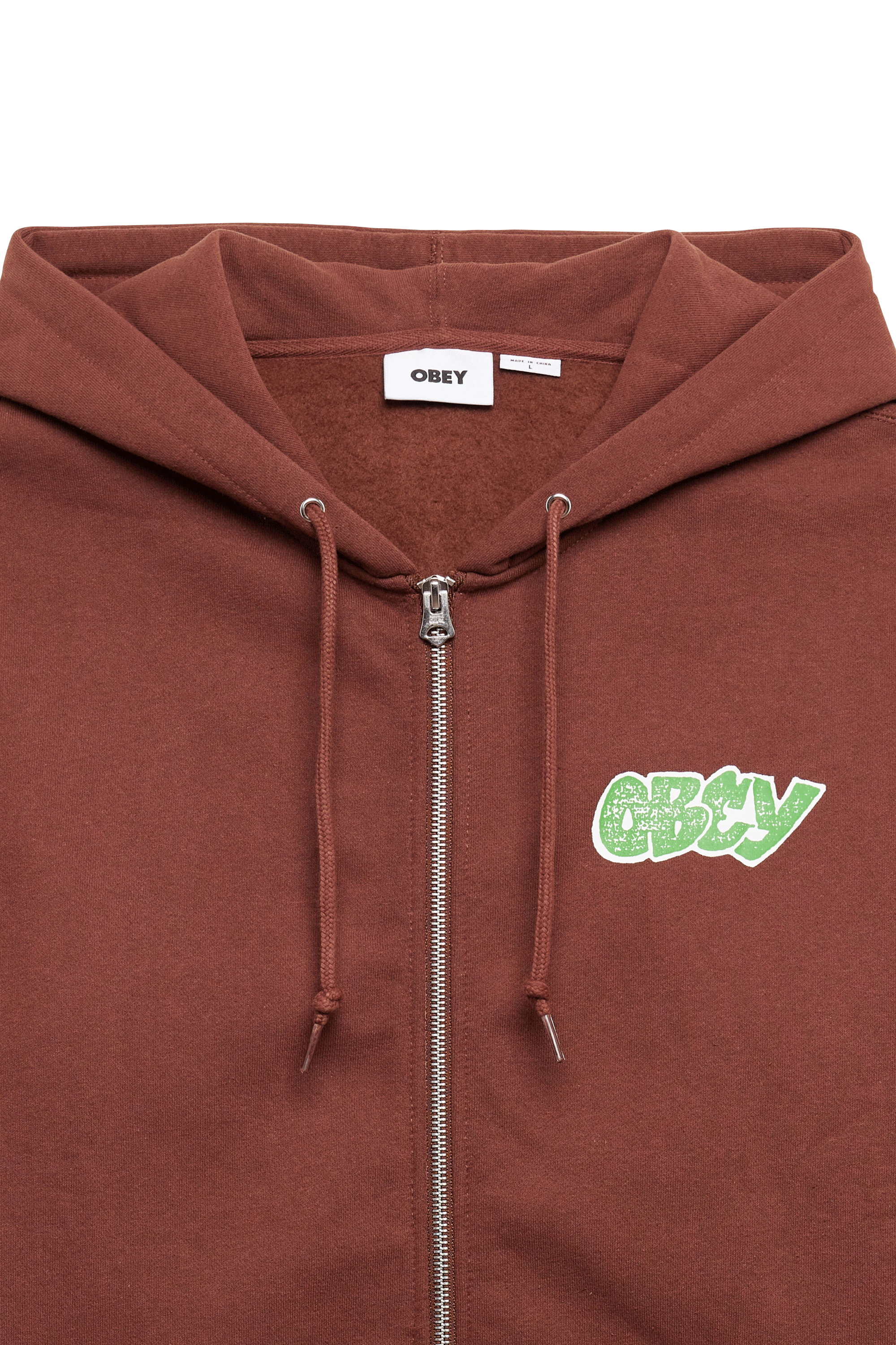 OBEY Sweatshirt zippé CITY WATCH DOG Z Marron