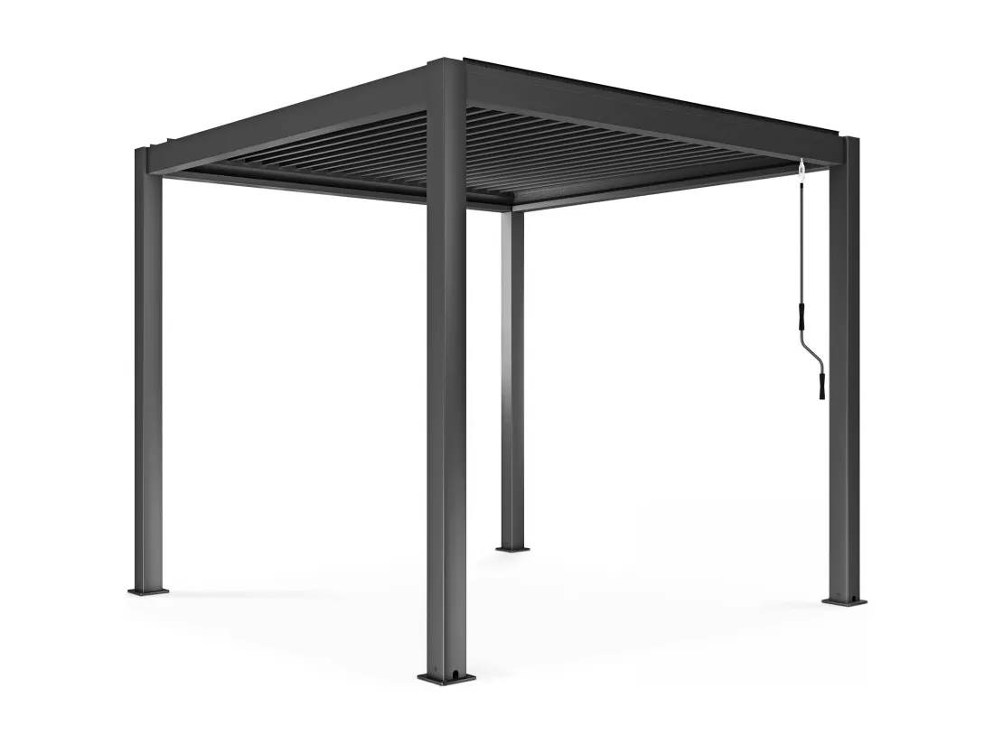 Pergola bioclimatique autoportée gris 3 x 3 x 2.5 m