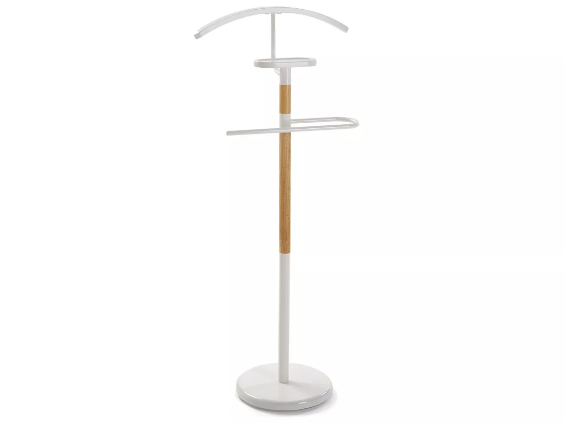 Valet de Chambre Holstebro, 112 x 28,8 x 46,5 cm, Métal et Bois, Blanc