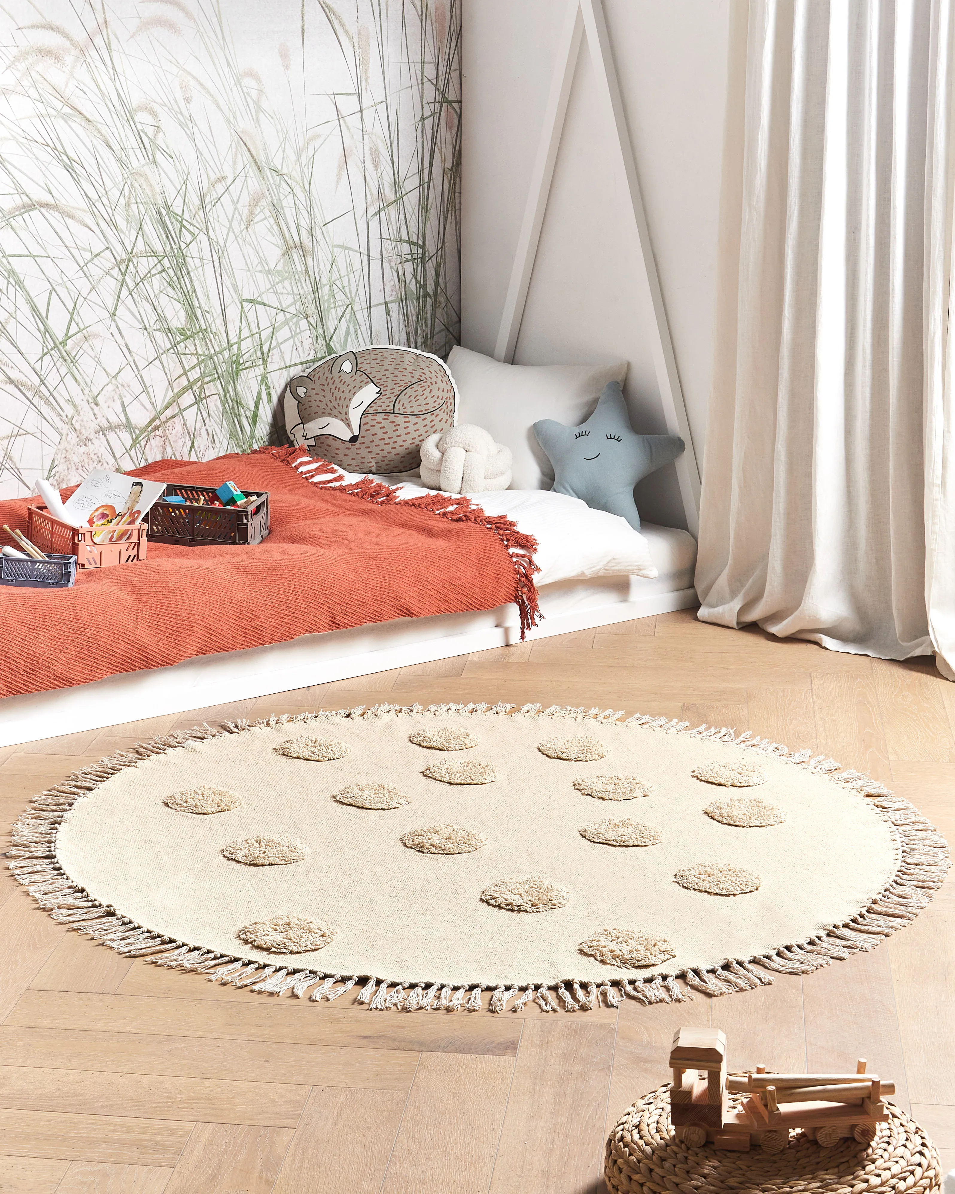 Kindervloerkleed WAHAR Beige ø 140 cm Katoen