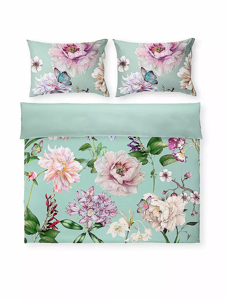 FLEURESSE Satin Bettwäsche Flower Art 70x90cm / 140x200cm Mint mint