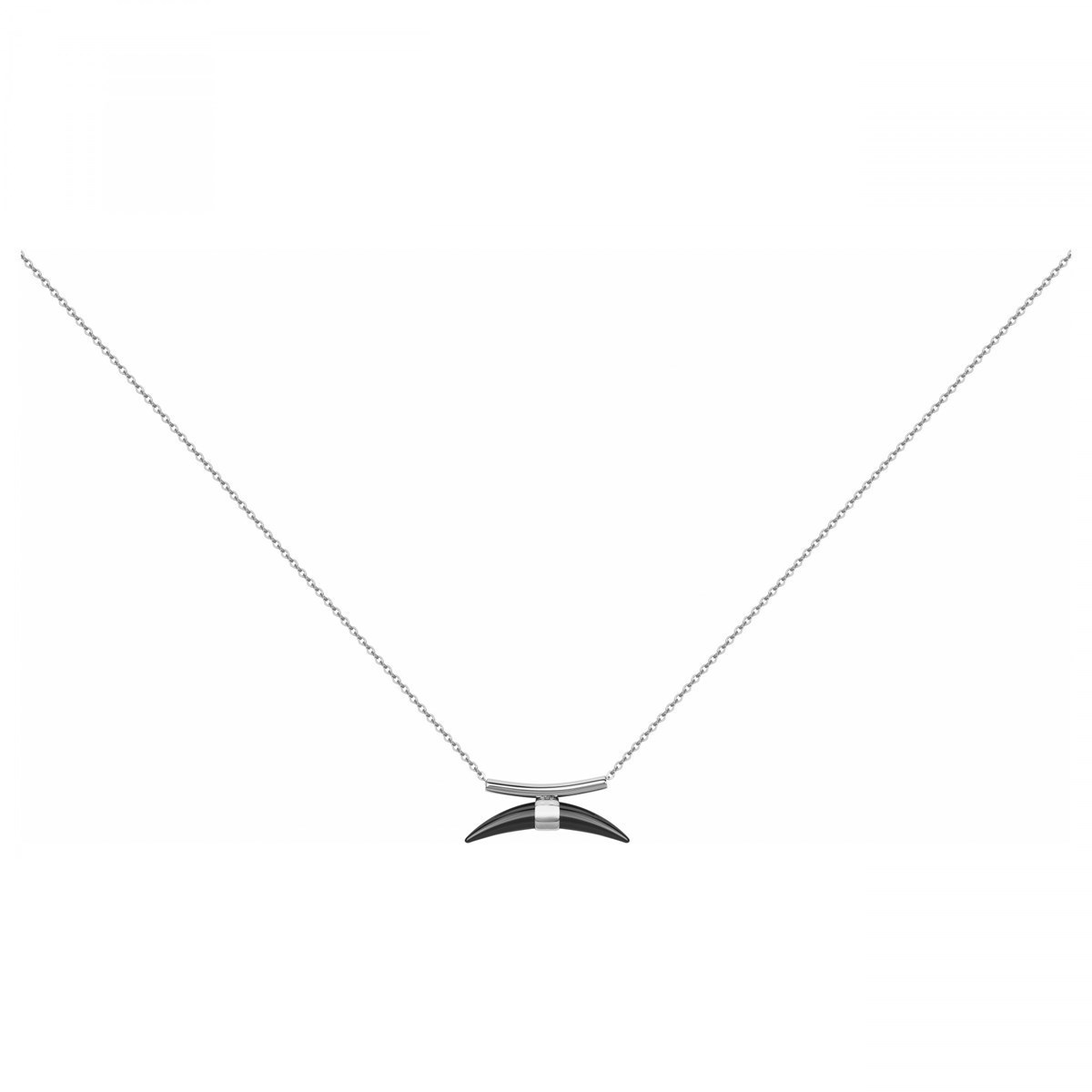 Collier mono-motif en Acier 316L et céramique - blanc brillant