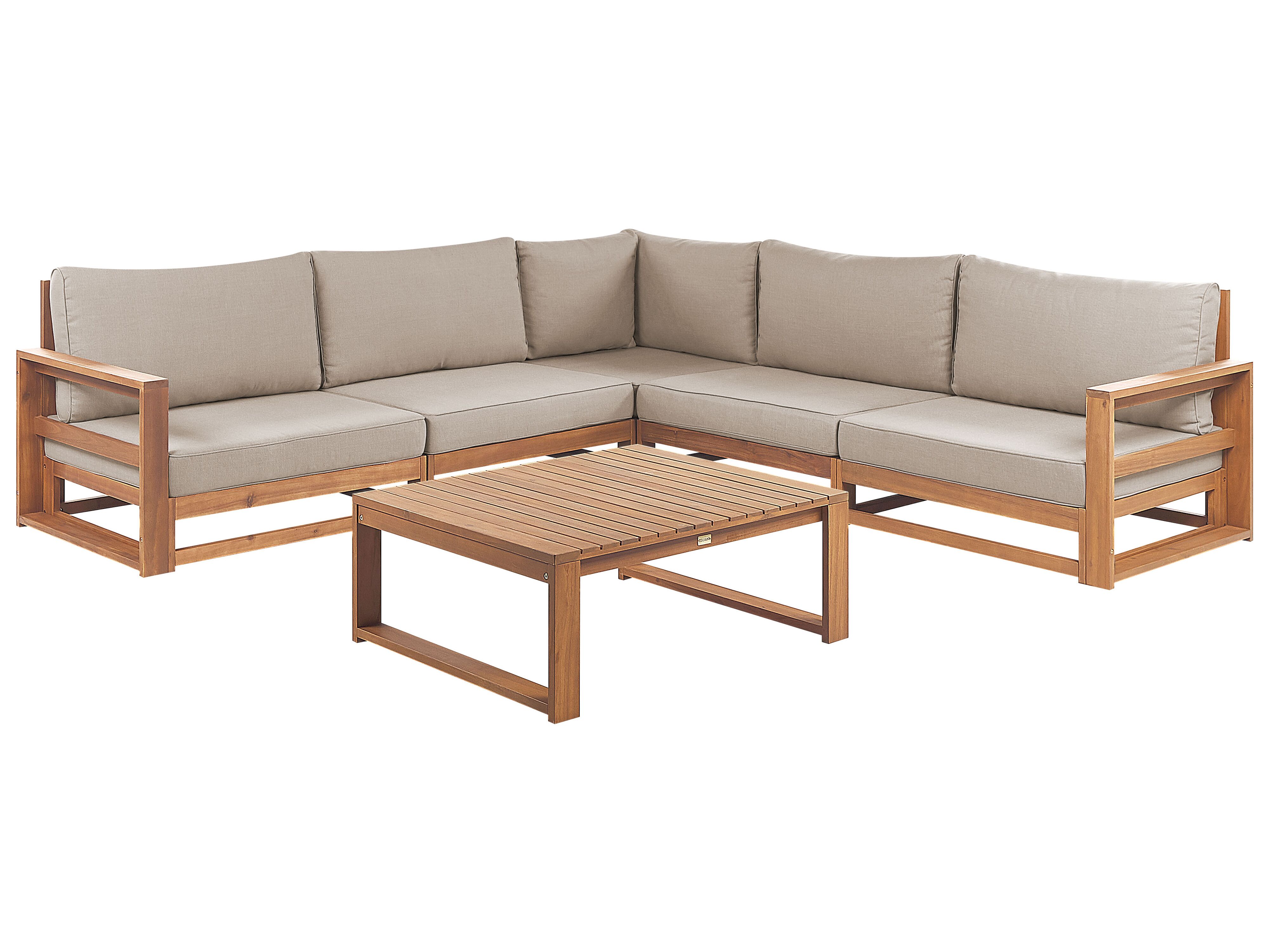 Tuin hoekloungeset met tafel 5-zits TIMOR modulair Gecertificeerd acaciahout Lichtbruin
