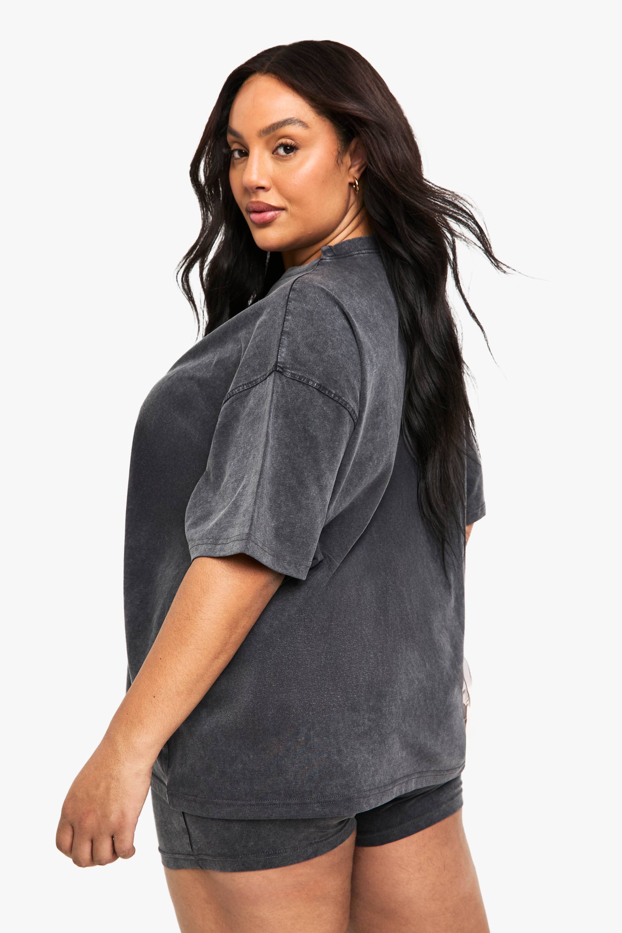 boohoo Short Cycliste Grande Taille Effet Délavé Acide