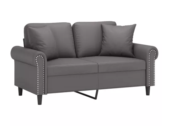 Canapé 2 places avec oreillers gris 120 cm similicuir