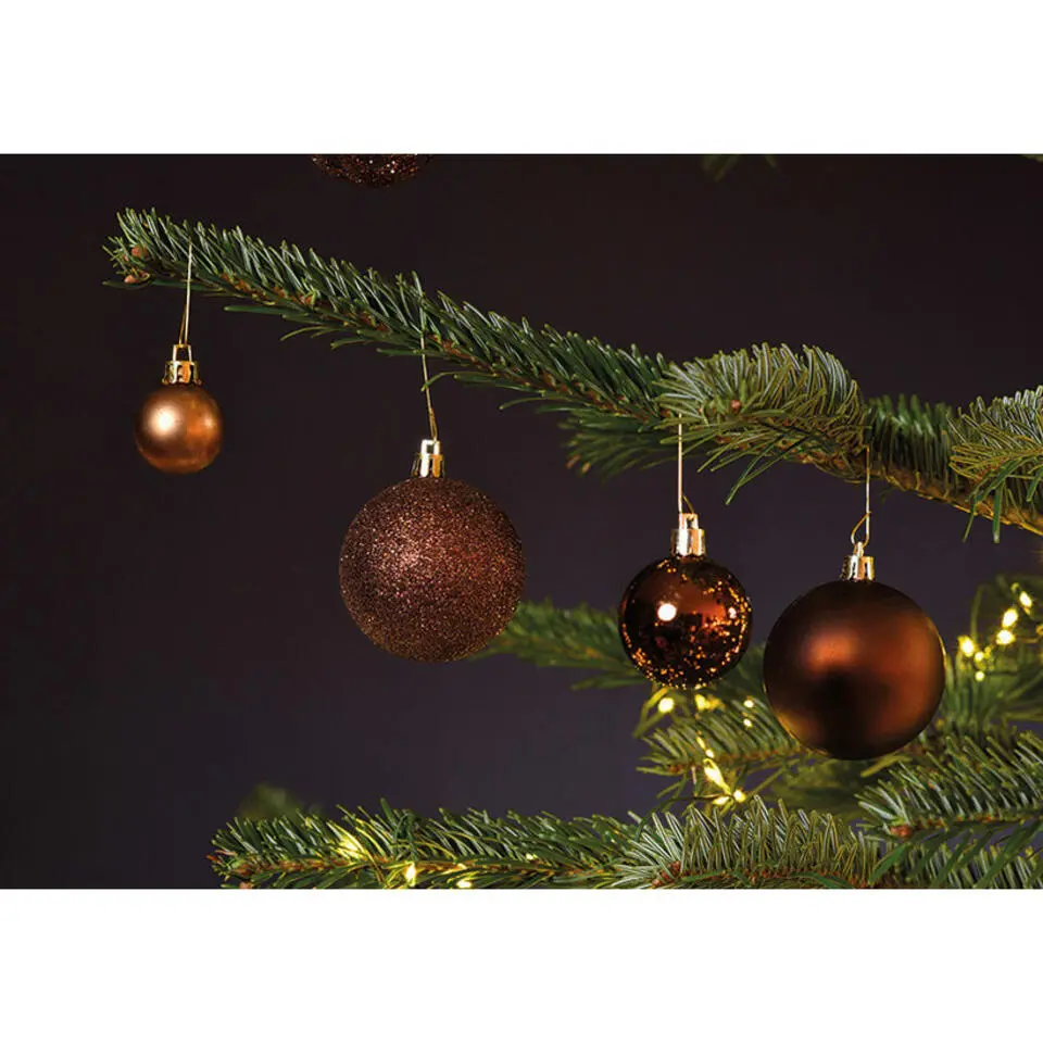 G. Wurm Kerstballen - set 50x st - bruin - 3,4,6 cm