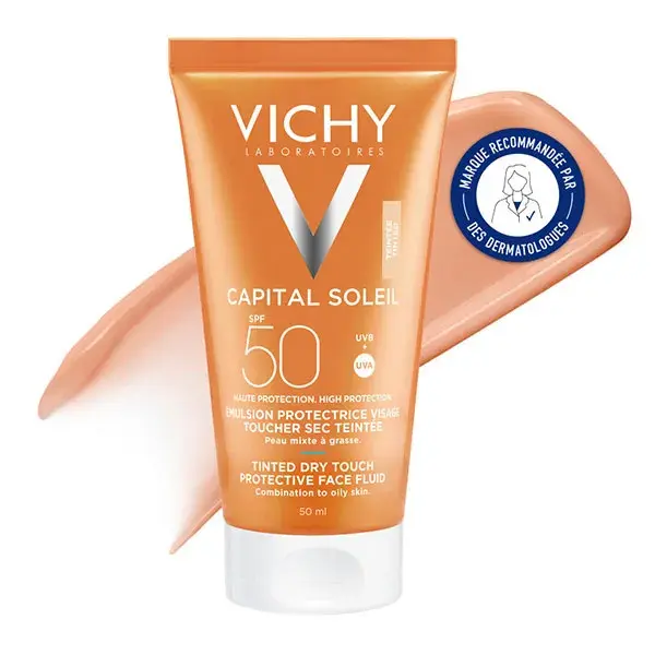 Vichy Capital Soleil BB Cream Facial com Cor, Antibrilho, Bronzeado Natural, FPS 50, 50ml