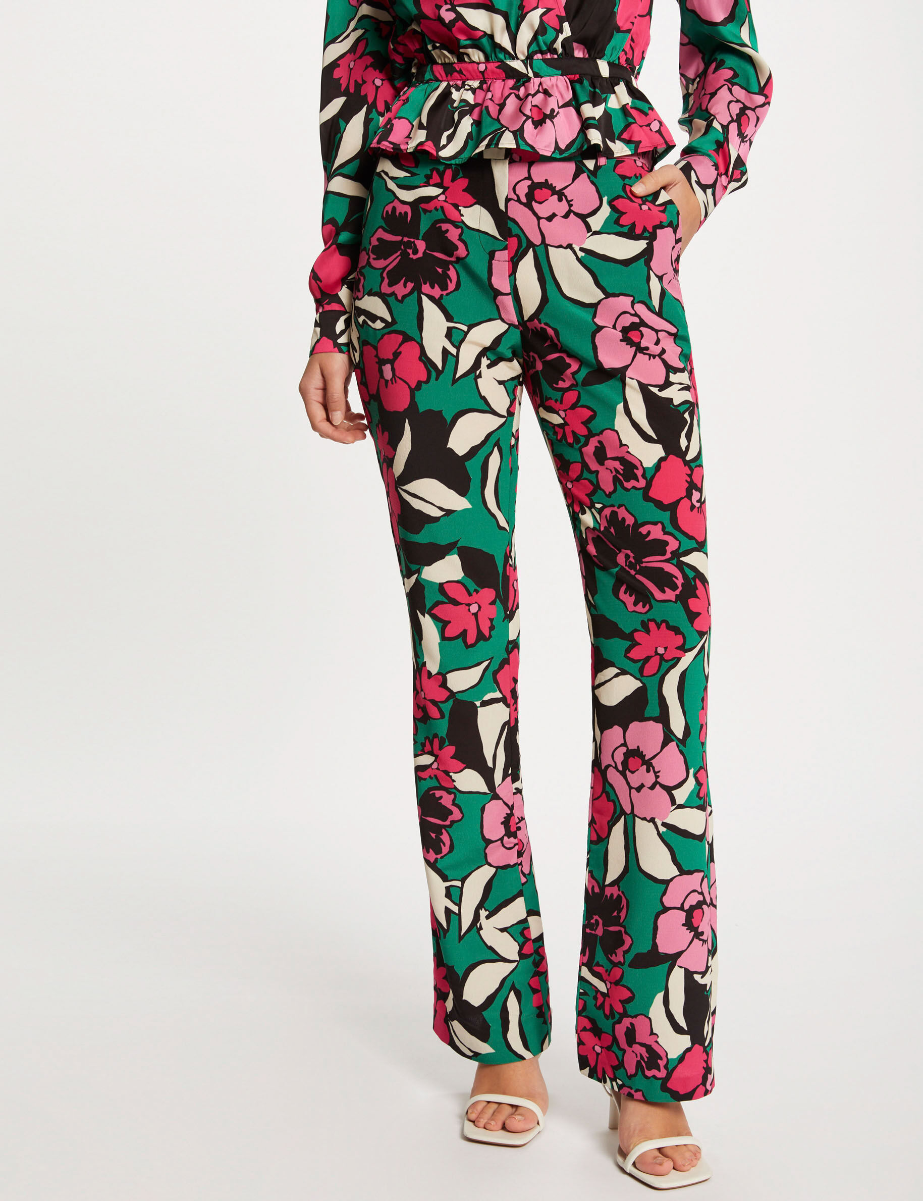 Pantalon droit imprimé floral multico femme - multico