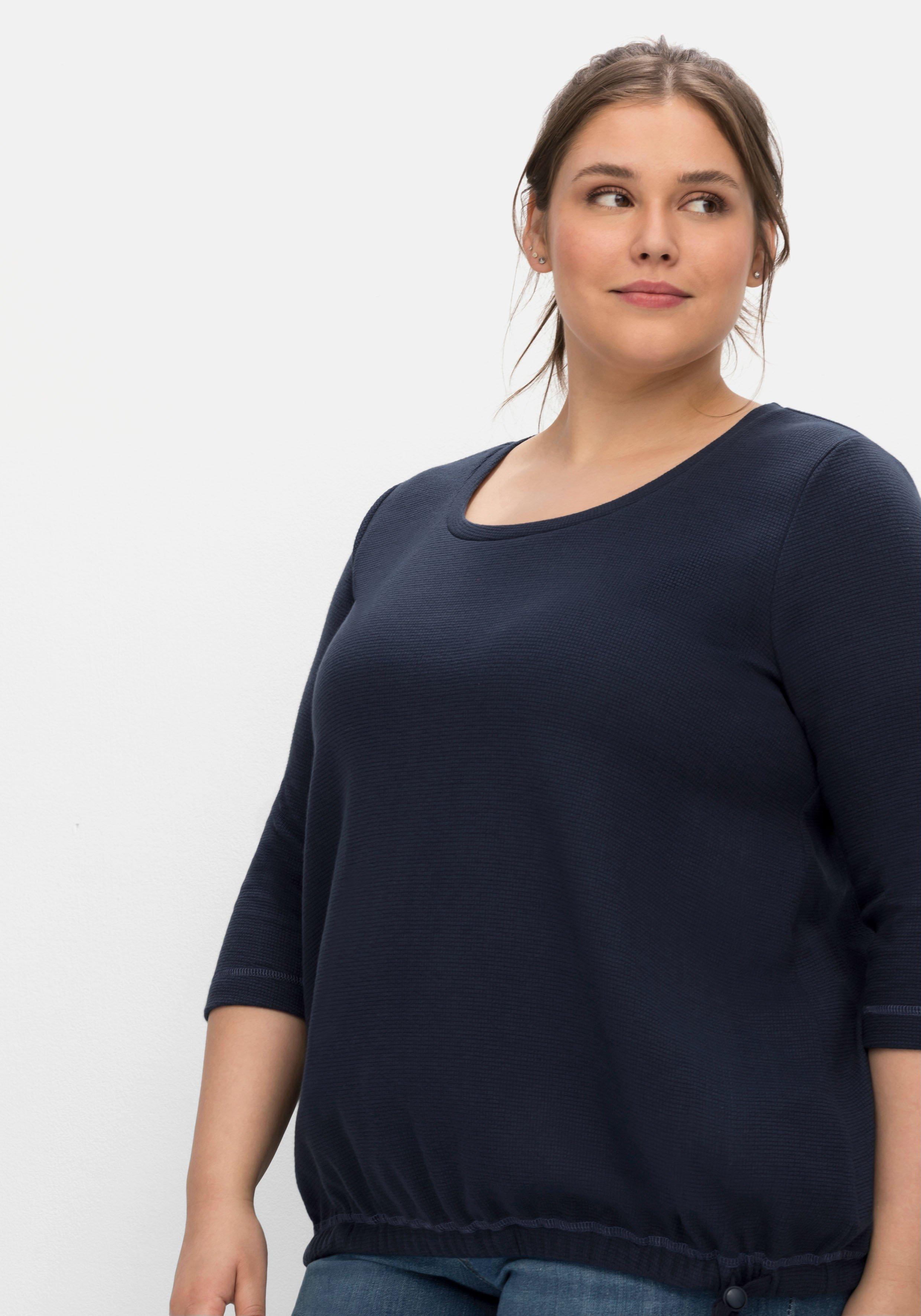 Shirt aus Waffelpiqué, mit Tunnelzug am Saum