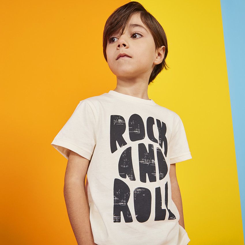 T-shirt manches courtes print fantaisie pour garçon - Ecru