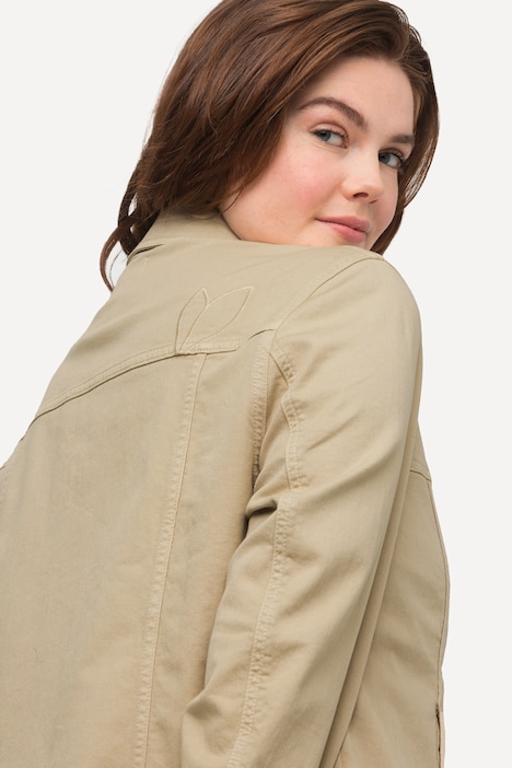 Color-Jeansjacke, Fransensaum, Oversized, Biobaumwolle
