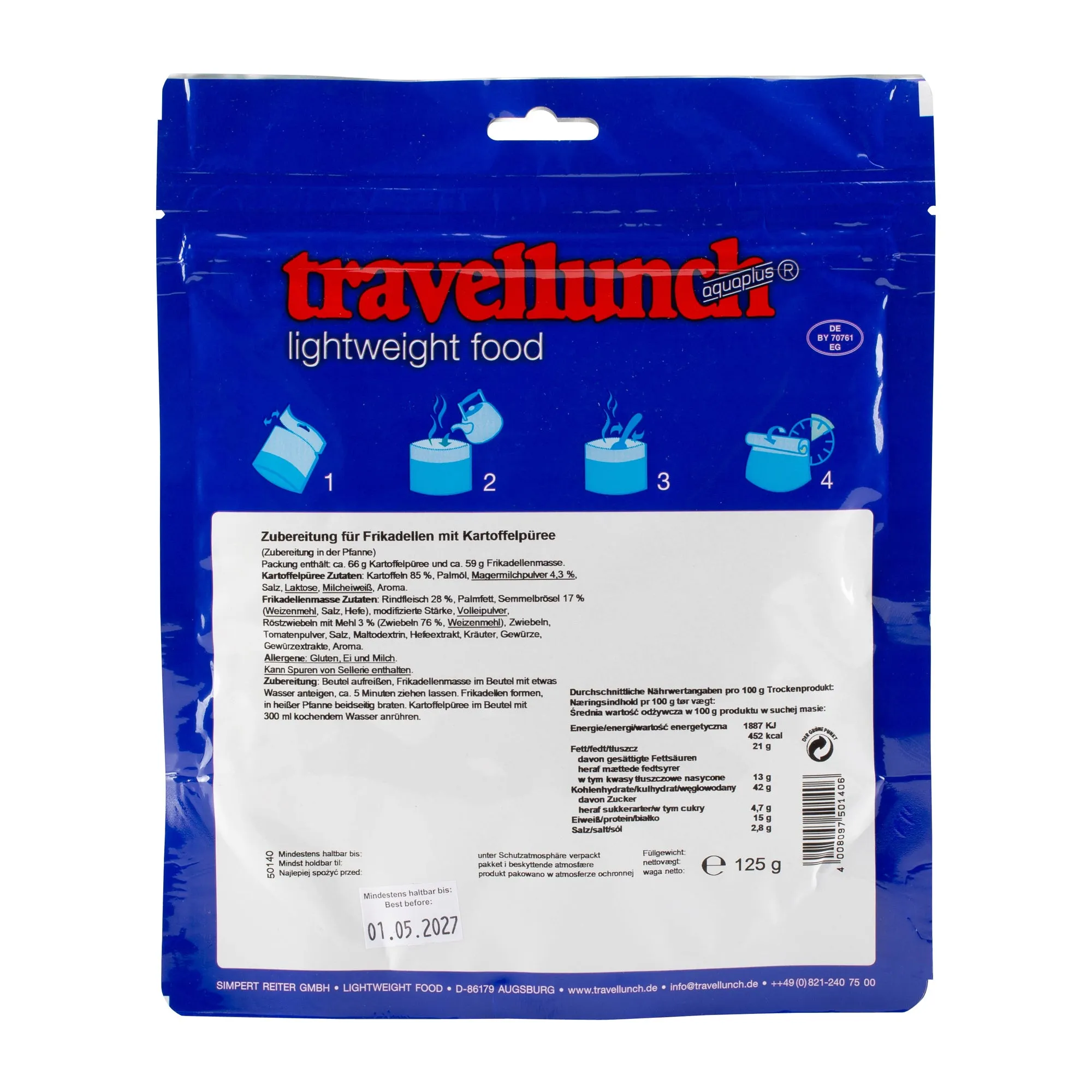 Travellunch -  Frikadellen mit Kartoffelpüree 1er Packung