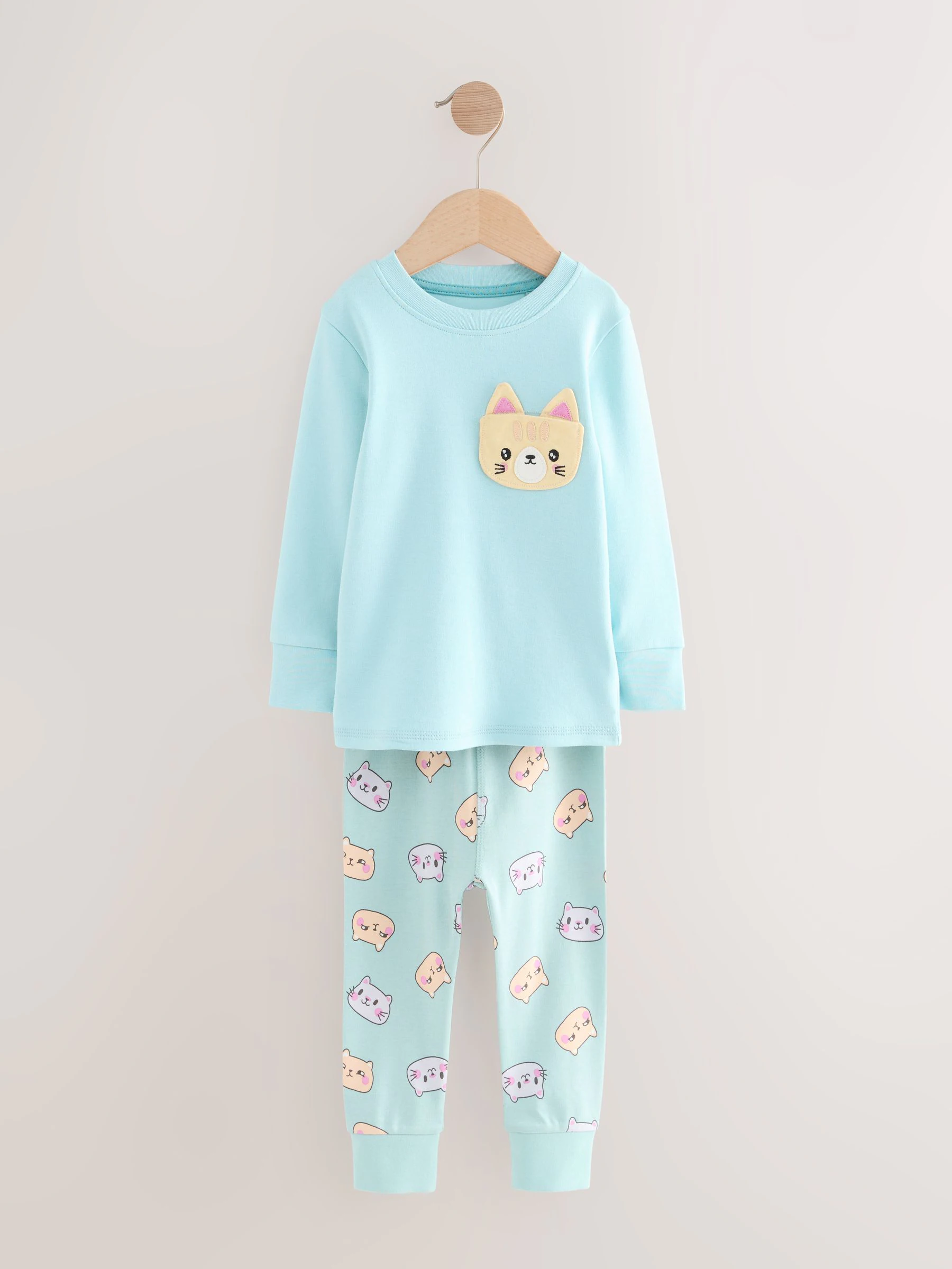 Paarse kattenprint - Verpakking van 3 knusse pyjama's (9 mnd-10 jr)
