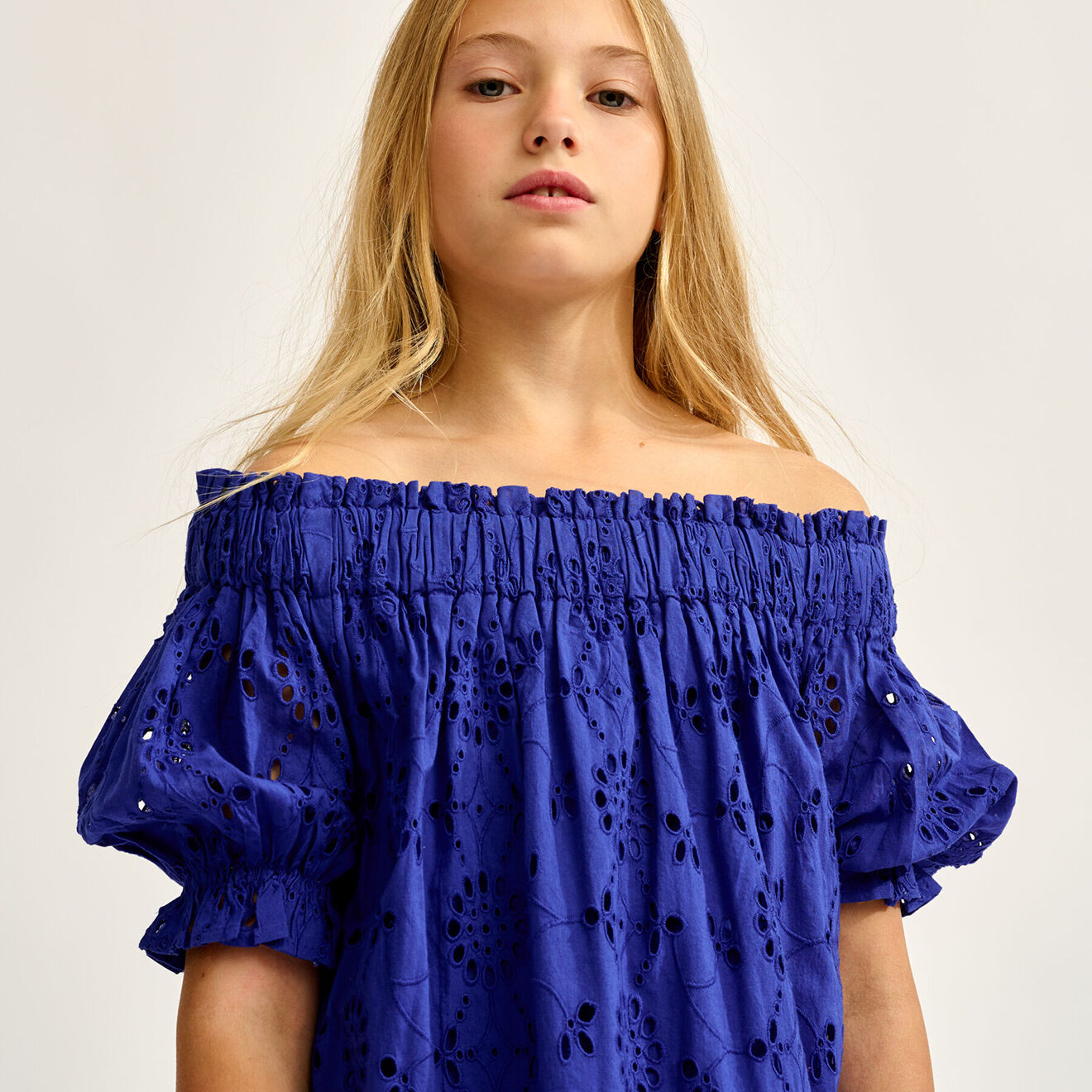 Bellerose Robe en Popeline brodée Henna bleue