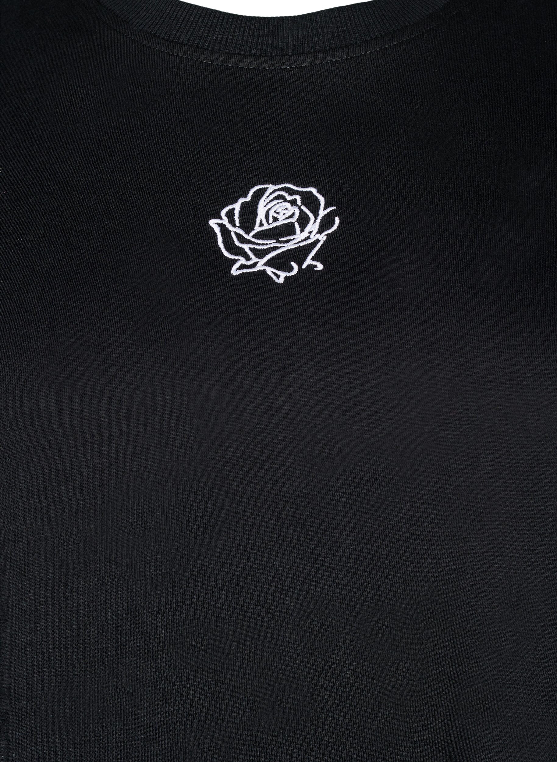 Bomulds t-shirt med broderidetalje