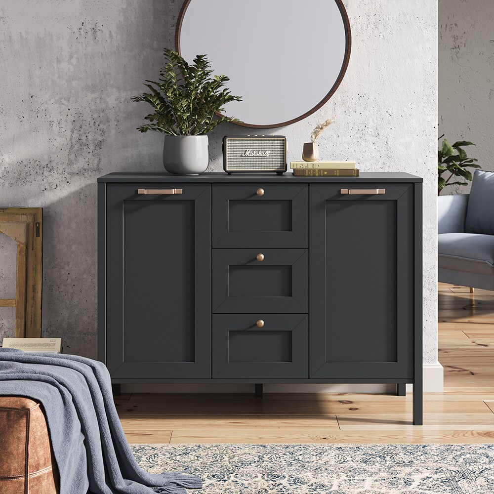 Vicco Kommode Wohnzimmerschrank Sideboard Ewan Anthrazit 120 cm Schublade Tür