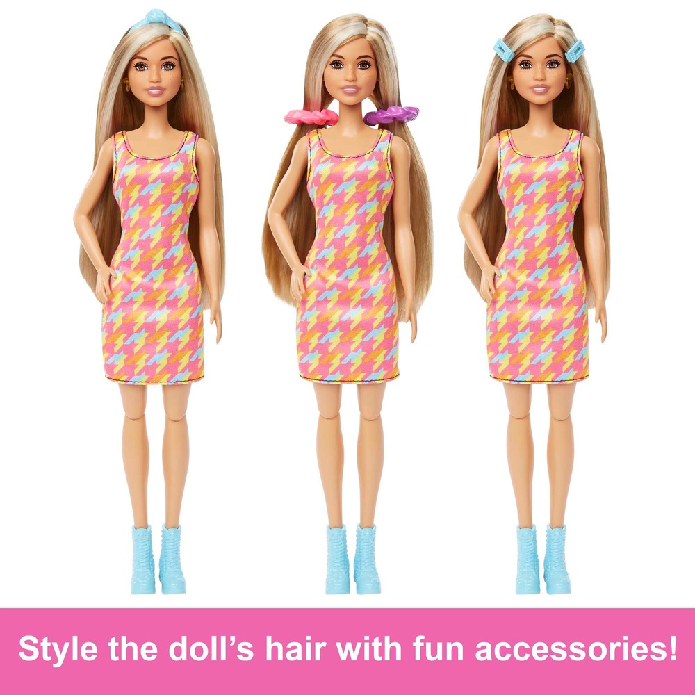 Barbie-Puppe und Friseursalon-Spielset mit farbwechselndem Haar