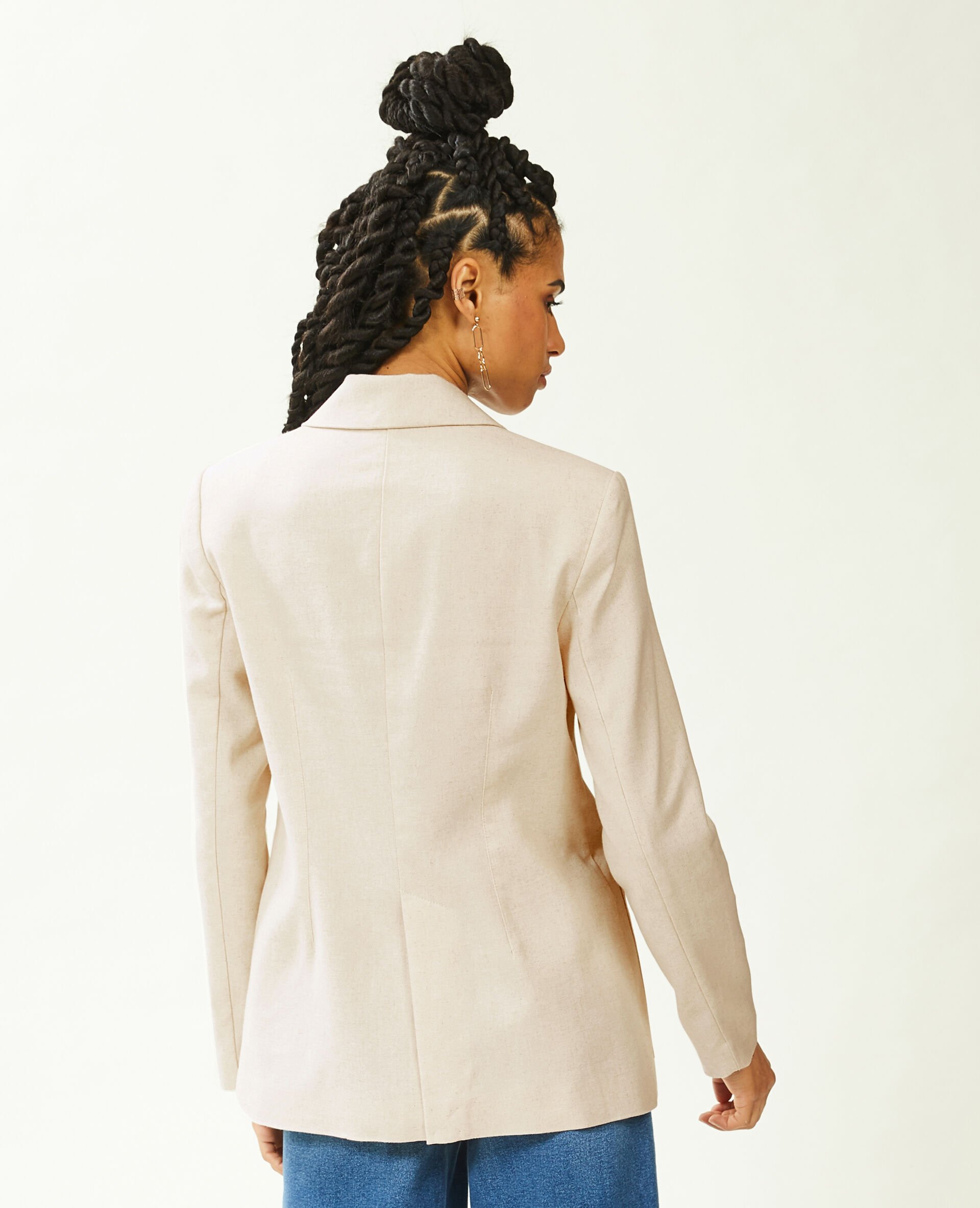 Veste blazer en toile avec lin - Écru