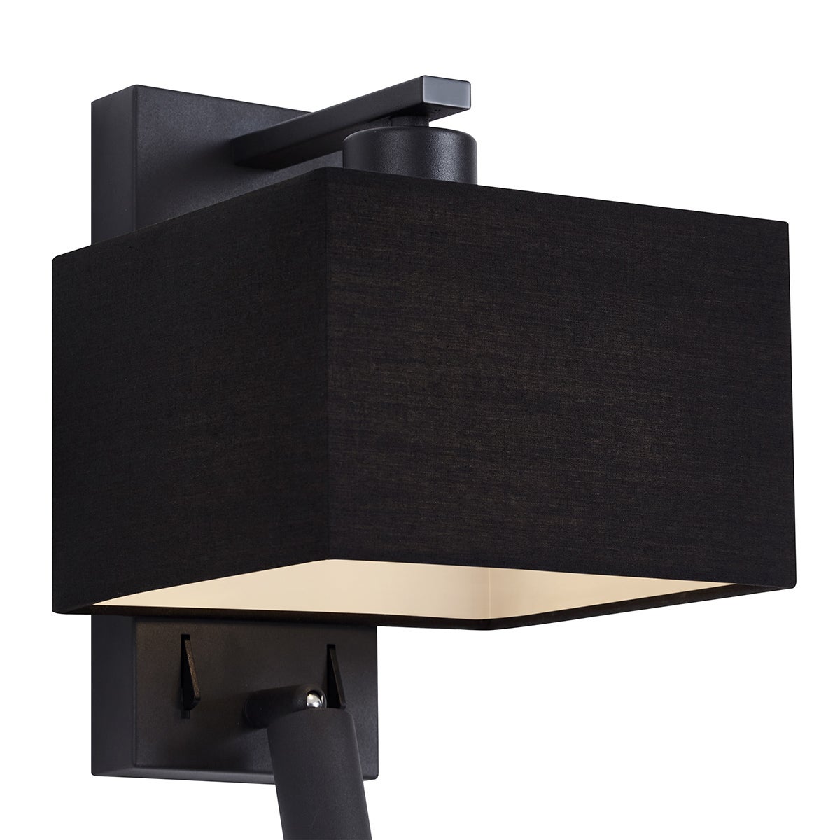 Moderne zwarte vierkante wandlamp met leeslamp - Puglia