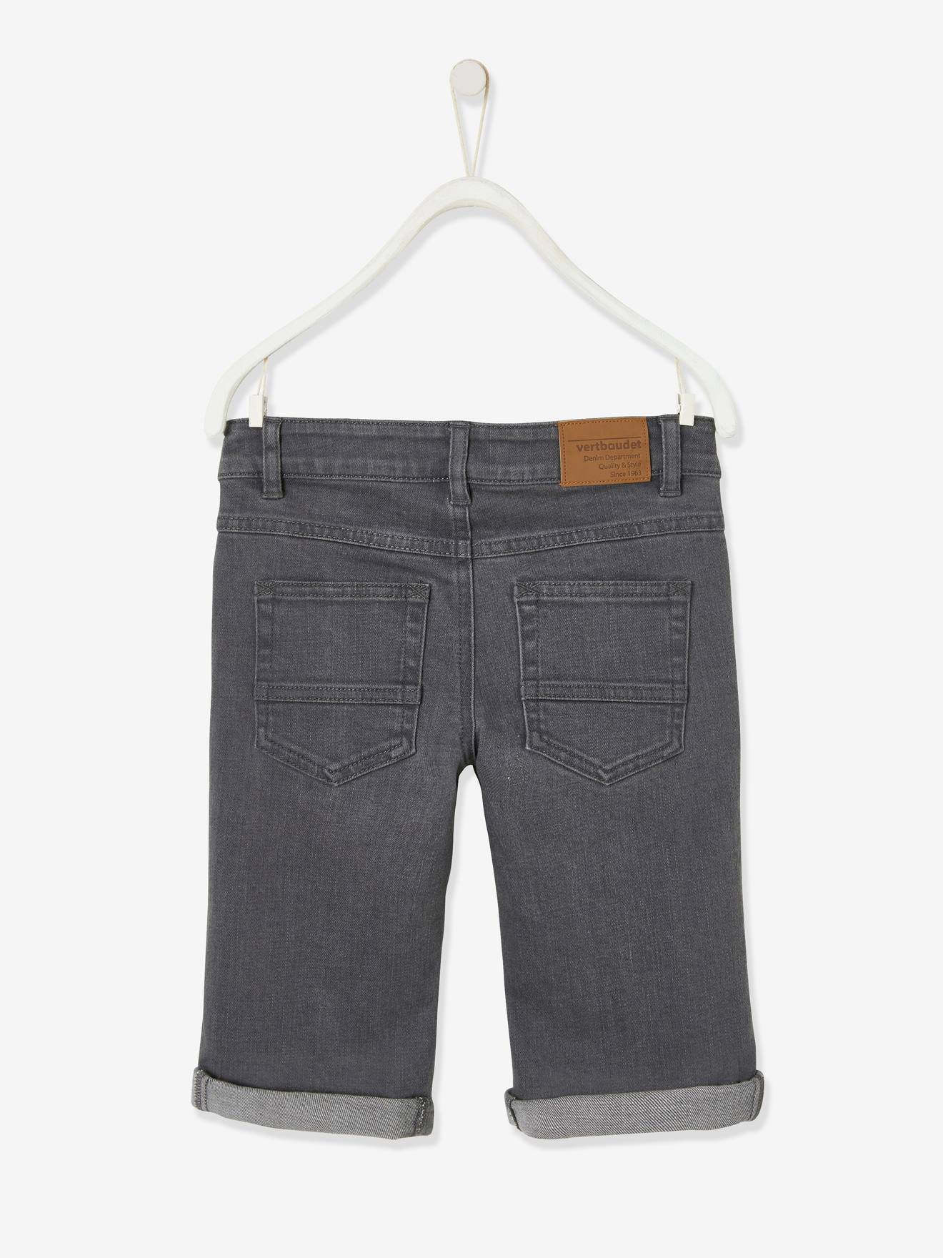 Bermuda jeans azul-escura lisa para meninos