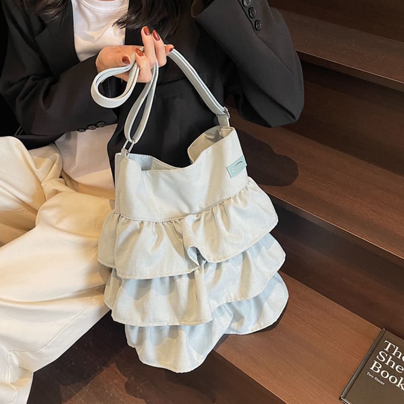 Skyglow - Effen Tote Bag met ruches
