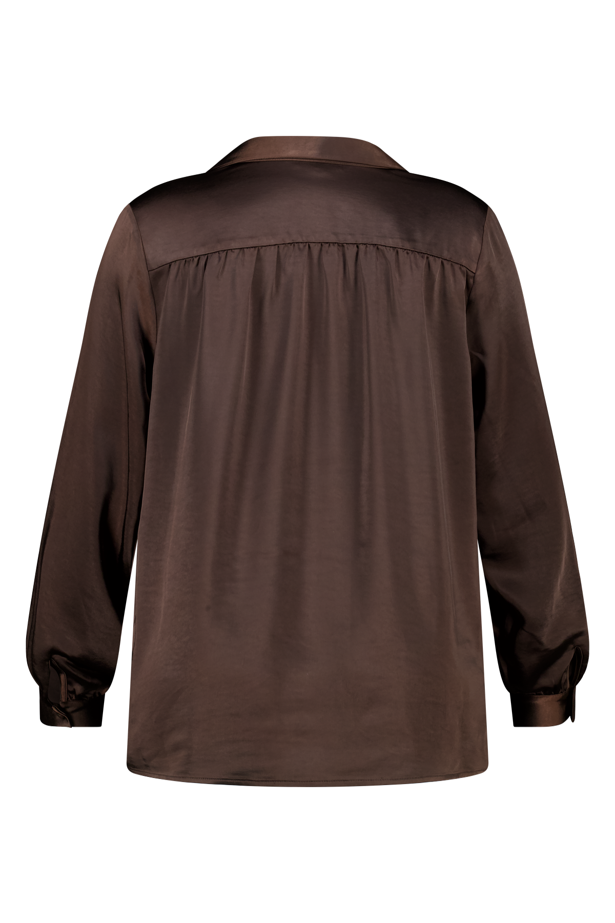 Blouse in satijnen look Donker bruin