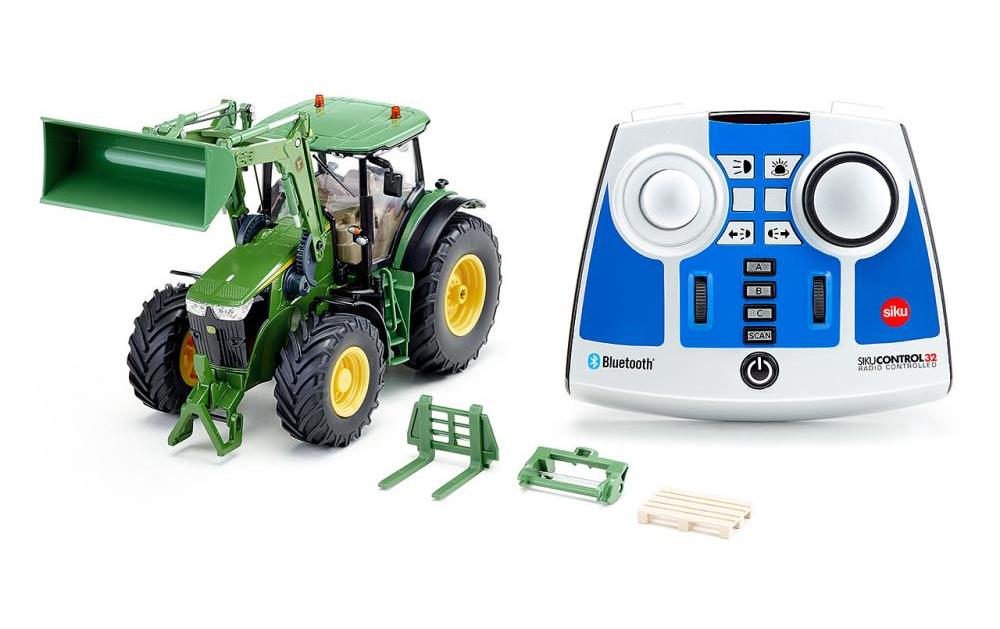 Traktor John Deere 7310R mit Controller RTR, 1:32<br>Siku Control Traktor mit funktionsfähigem Frontlader und Bluetooth Fernsteuerung