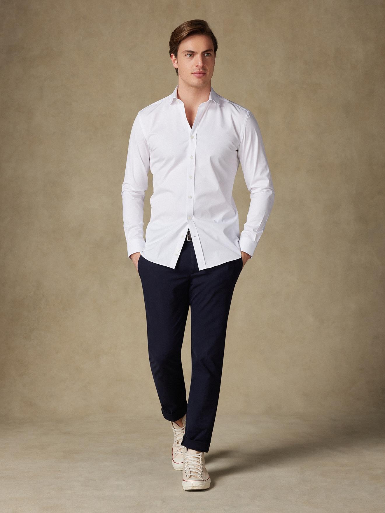 Chemise cintrée en popeline blanche