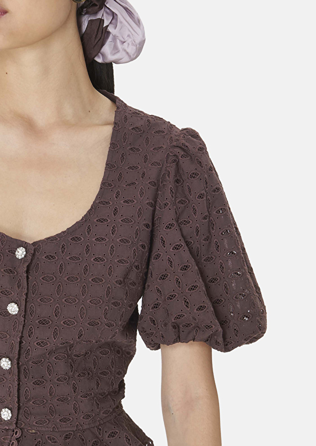 Chemise Clorindamarron en broderie anglaise