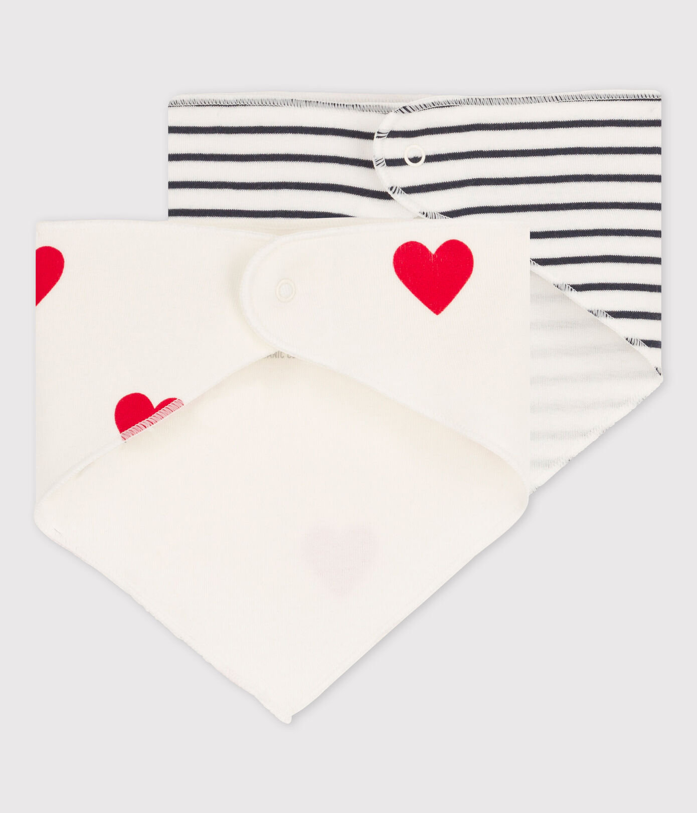 Lot de 2 bandanas-bavoirs bébé cœur en coton