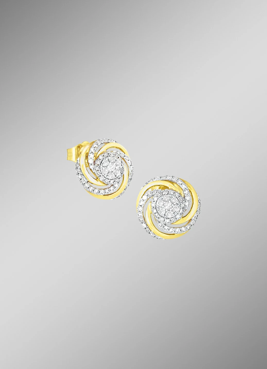 Interessante Ohrstecker mit 14 Brillanten und 90 Diamanten