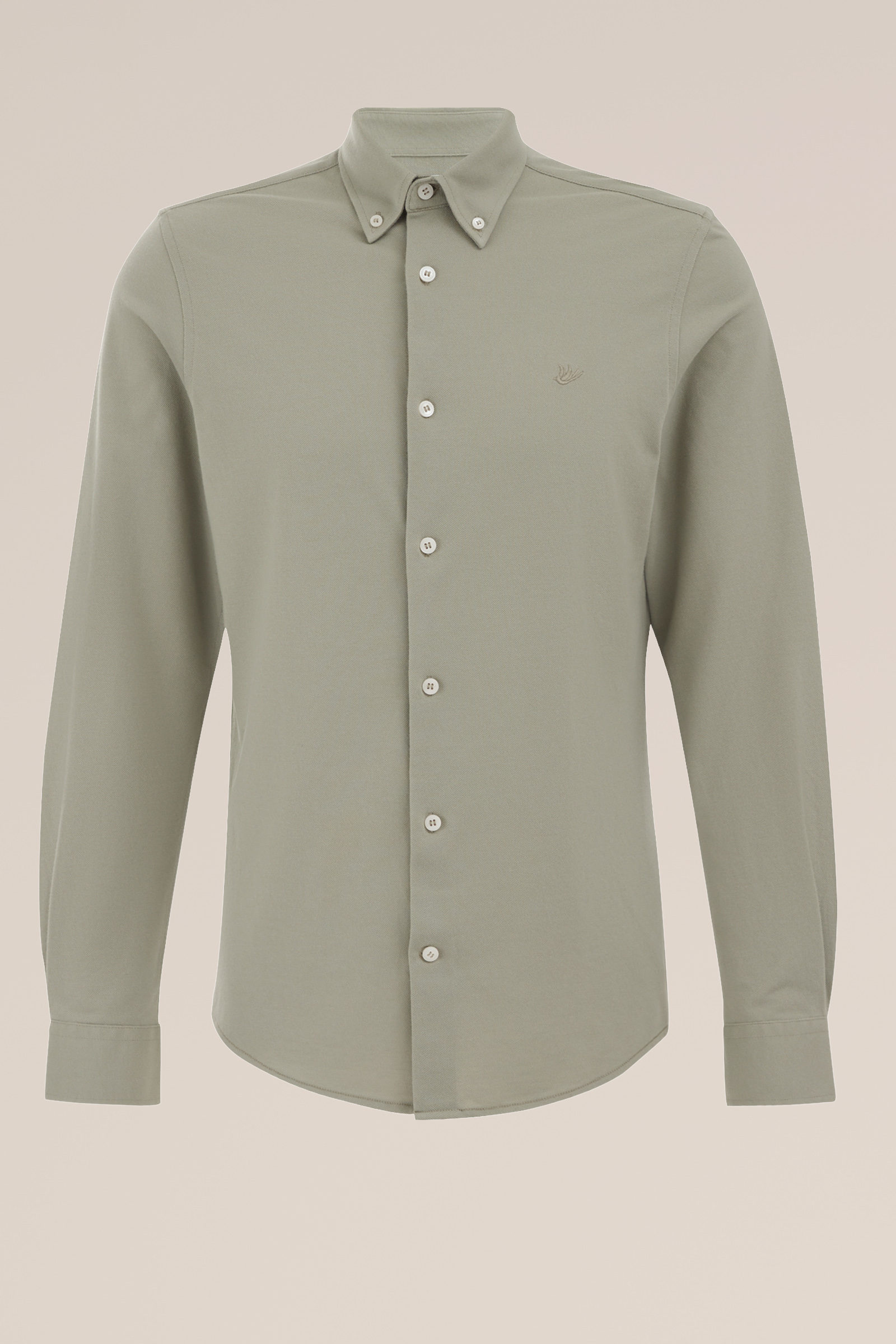 piquéjersey overhemd met stretch Fundamentals Khaki