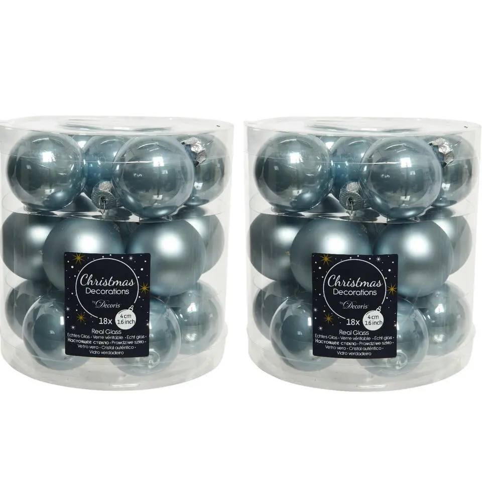 Decoris Kleine kerstballen - 18x - lichtblauw - D4 cm - glas