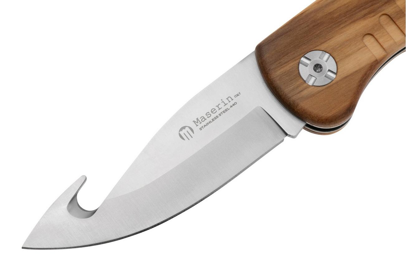 Maserin 763 Skinner Olive Wood, Gut Hook, jachtzakmes