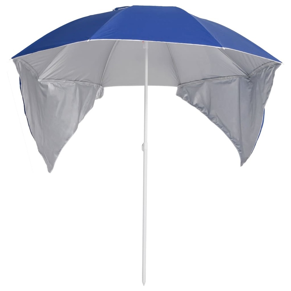 Parasol mobilier de jardin de plage avec parois latérales 215 cm bleu