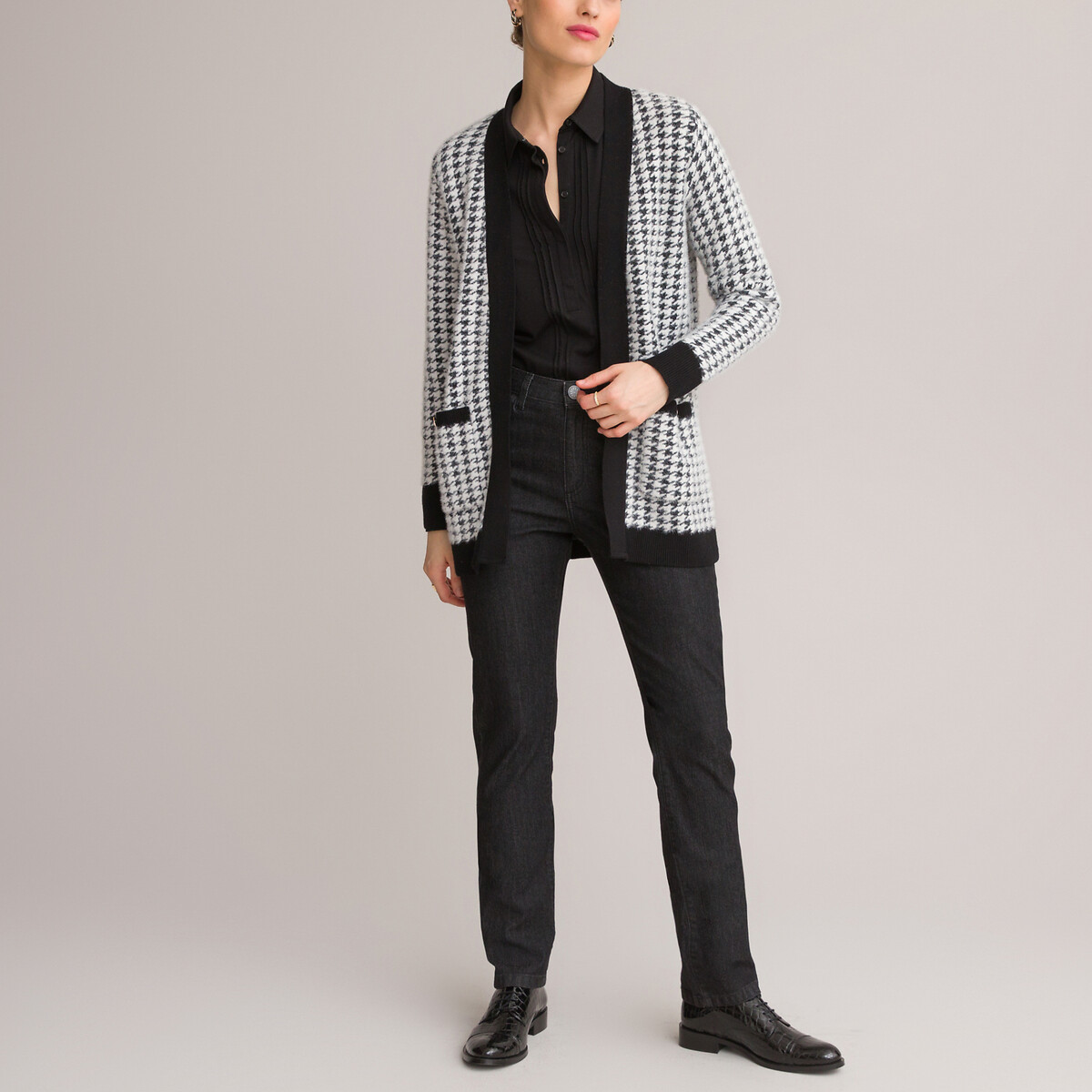 ANNE WEYBURN<br>Camiseta com gola polo e mangas compridas