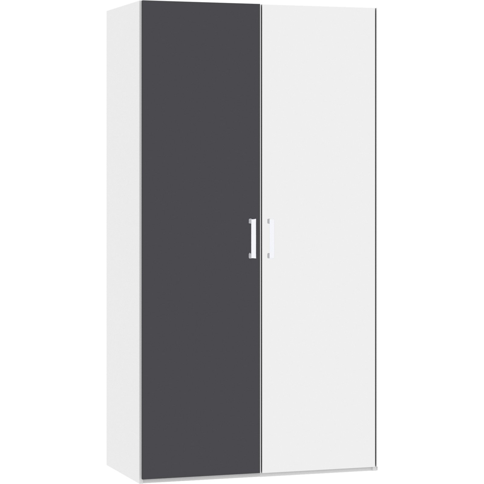 Drehtürenschrank Schweizer 115 Spanplatte melaminbeschichtet premiumweiss/anthrazit matt 102 x 215 x 59 cm
