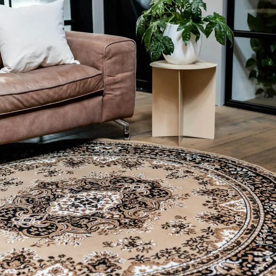 Interieur05 rond vintage Vloerkleed Nain Perzisch bruin - 100 x 100 cm