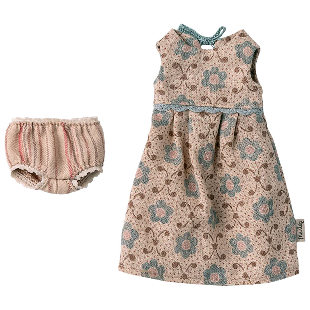 maileg poppenkleding zachtroze bloemenjurk - knuffelkonijn - maat 2