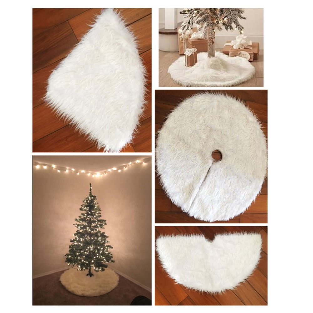 (Ø75cm) Christmas Weihnachtsbaum Decke Tannenbaum Rock Unterlage aus Plüsch - Weiss
