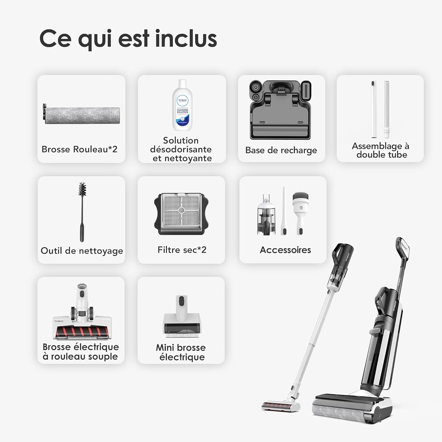 Kit d'aspirateur à main intelligent sans fil 3 en 1 Tineco Floor One S5 à puissance combinée