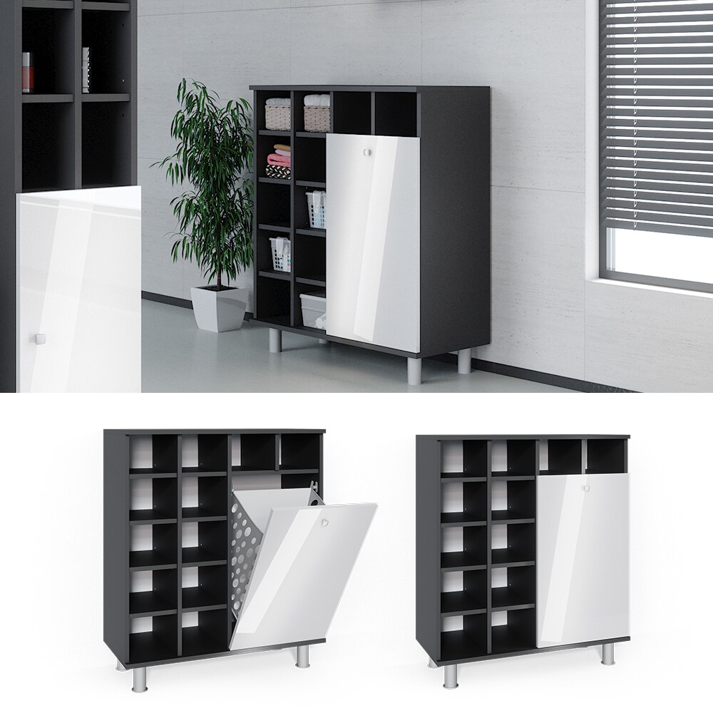 Vicco Wäscheschrank Fynn Badschrank mit Wäschekorb Badezimmerschrank Badmöbel
