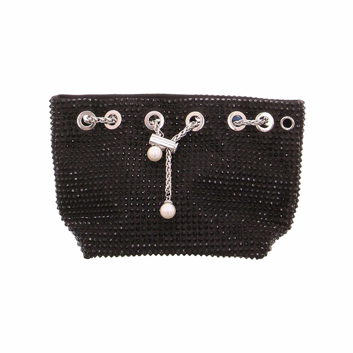 LA STRADA Clutch / Abendtasche Schwarz Textil