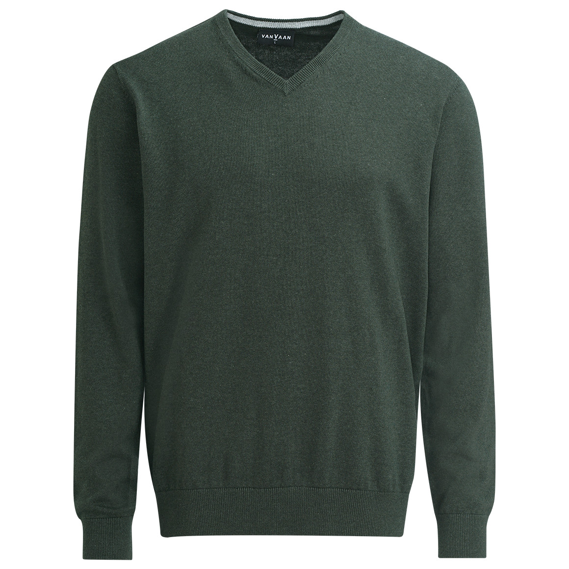 VanVaan Herren Feinstrickpullover mit V-Ausschnitt dunkeloliv