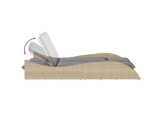 VIDAXL - Bain de soleil Chaise longue avec coussins beige 114x205x73 cm résine tress...