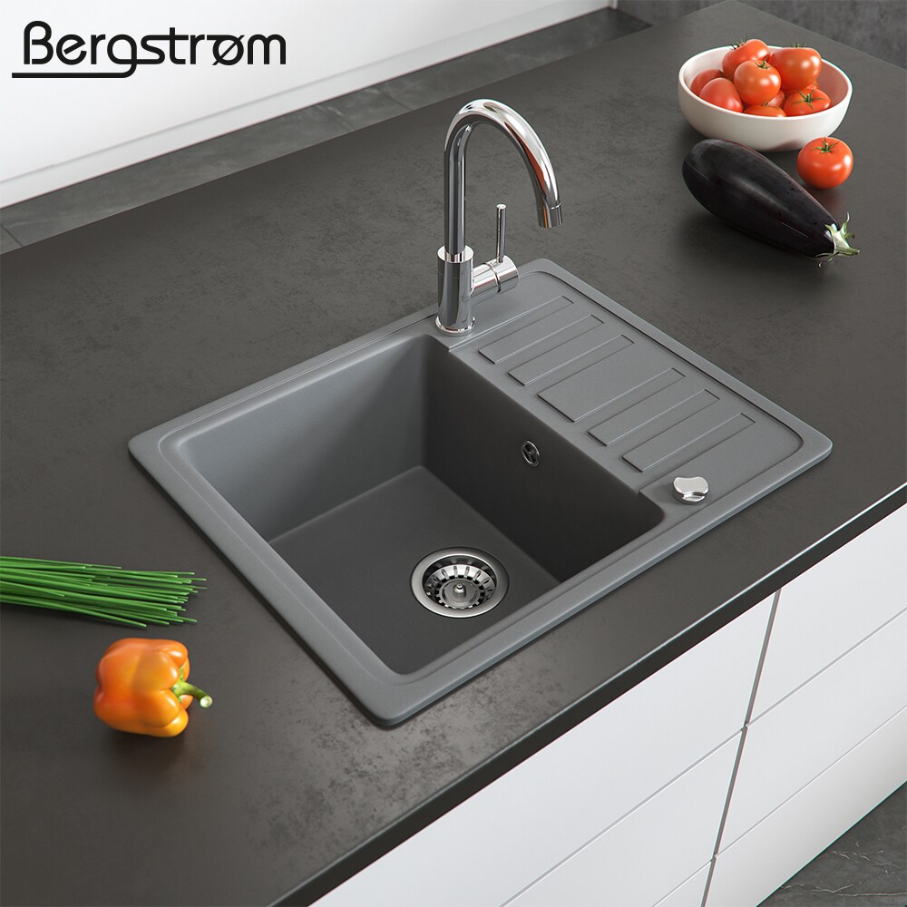 Granit Spüle Küchenspüle Einbauspüle Spülbecken+Drehexcenter+Siphon Grau