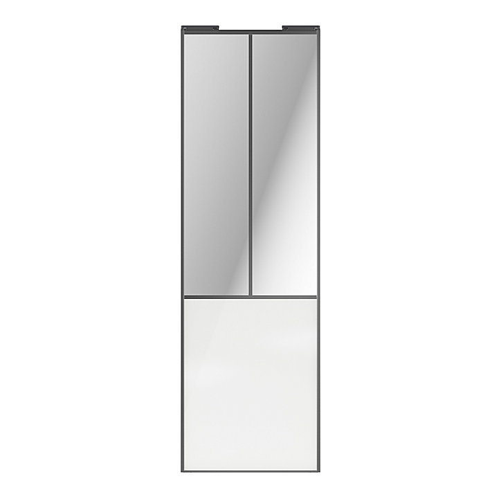Porte de placard coulissante atelier blanc brillant profil gris GoodHome Arius H. 248,5 x L. 76.2 cm + amortisseurs